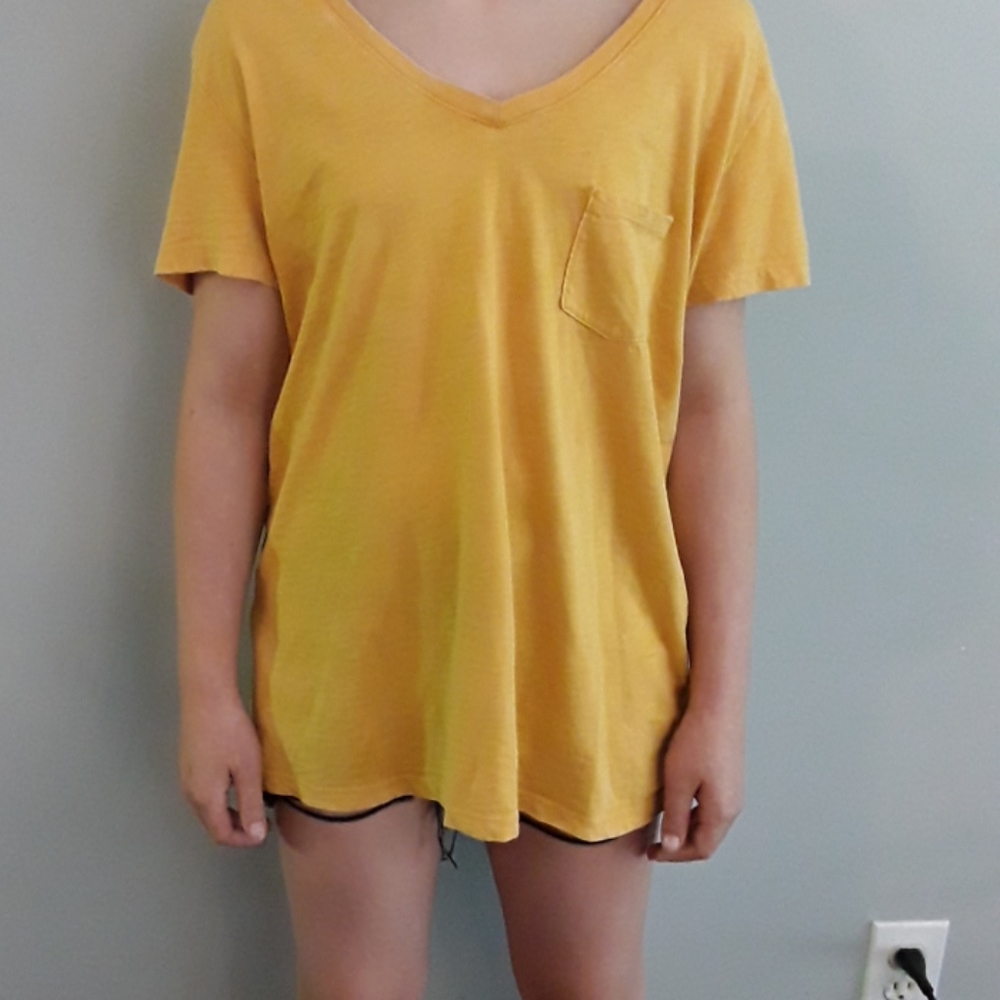 Women Yellow Tee Pocket XS